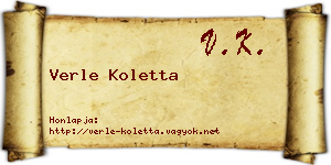 Verle Koletta névjegykártya